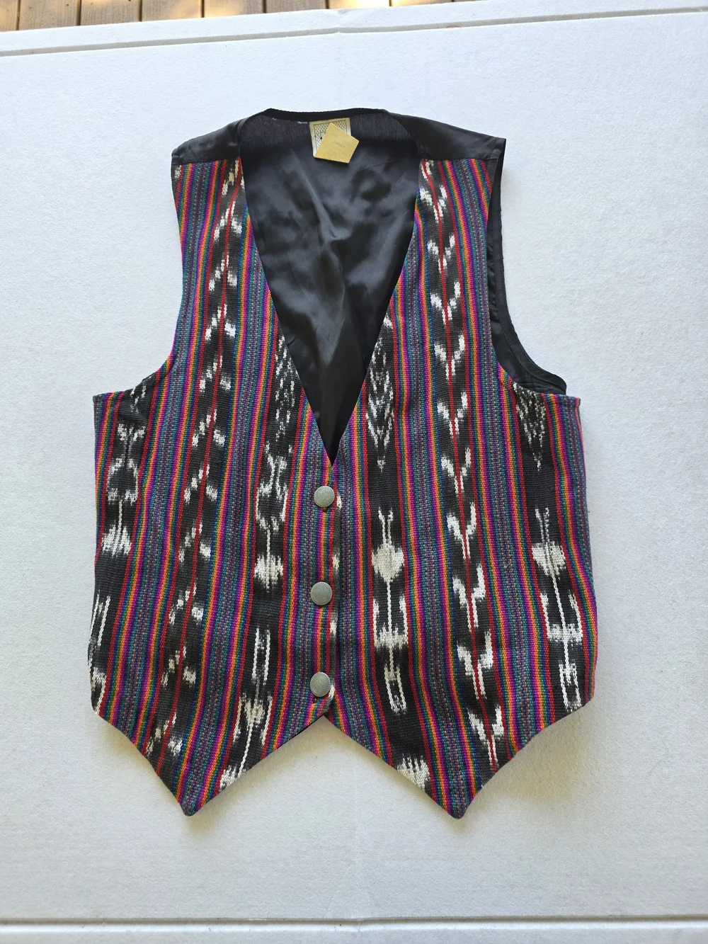 David Wayne Men's Multicolor Striped Pattern Vest with Black Base